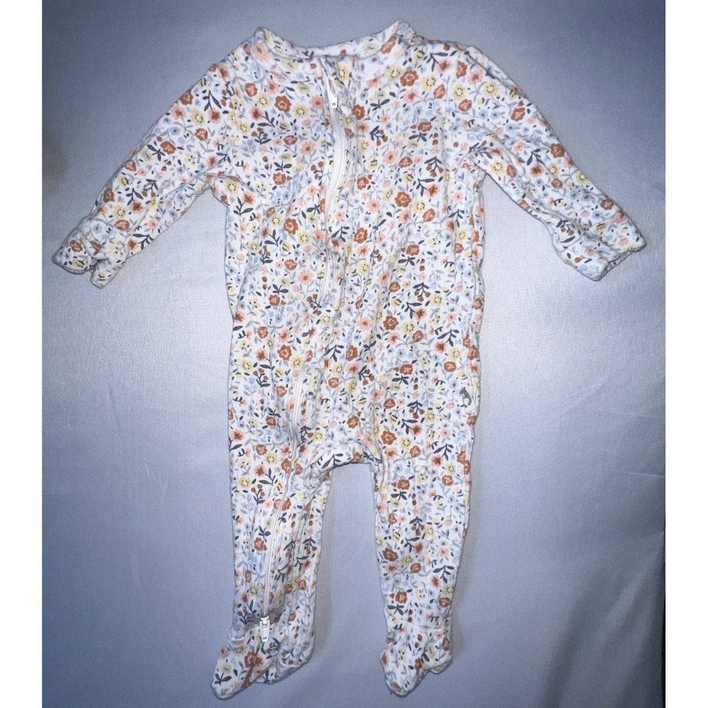 Rabbit + Bear Autumn Floral Sleeper Size 3-6 Months Double Zip Organic cotton